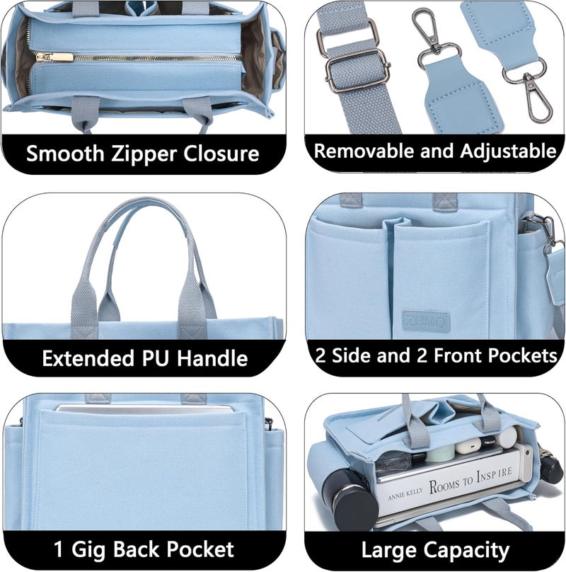 ZHMO Canvas Tote Bag for Women,Women's Bags Crossbody Bags Work Laptop Tote Bag Large Handbags Purse for Travel Nurse Teacher - Image 4